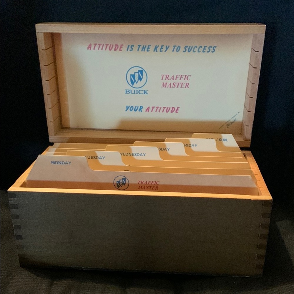 Buick Vintage Salesman Traffic Master Wooden Organizer with Dividers File Box